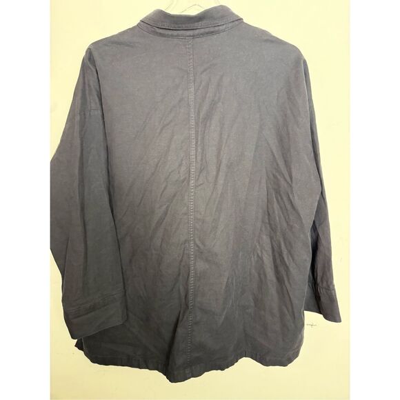 Eileen Fisher Cotton Hemp Stand Collar Jacket Chore Coat Car Coat Stretch Patch - Picture 3 of 4
